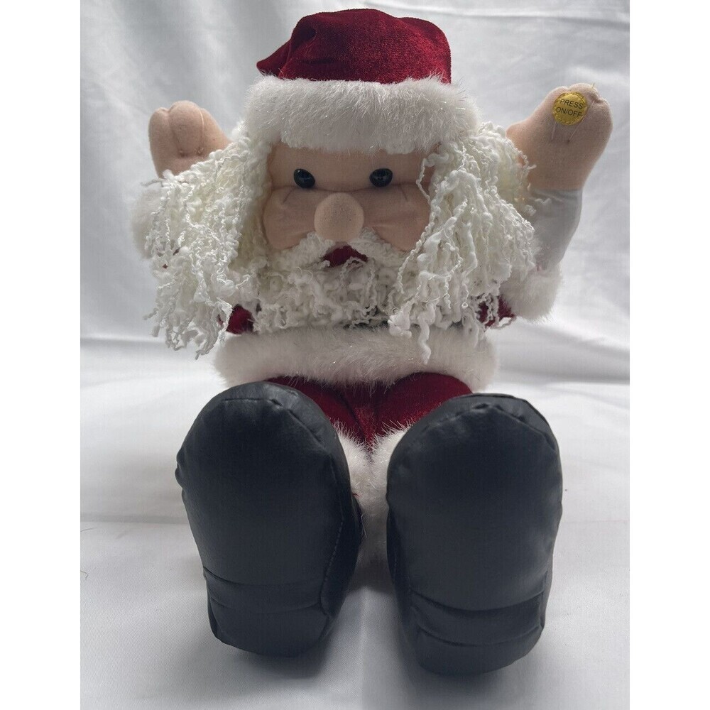 Vintage Gemmy Laughing Santa Clause Animated Chuckles Lights Up Movement Sound
